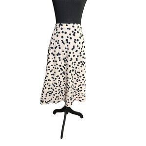 T Tahari Women's Black/Cream Bold Polka Dot Midi Skirt Size M NWT